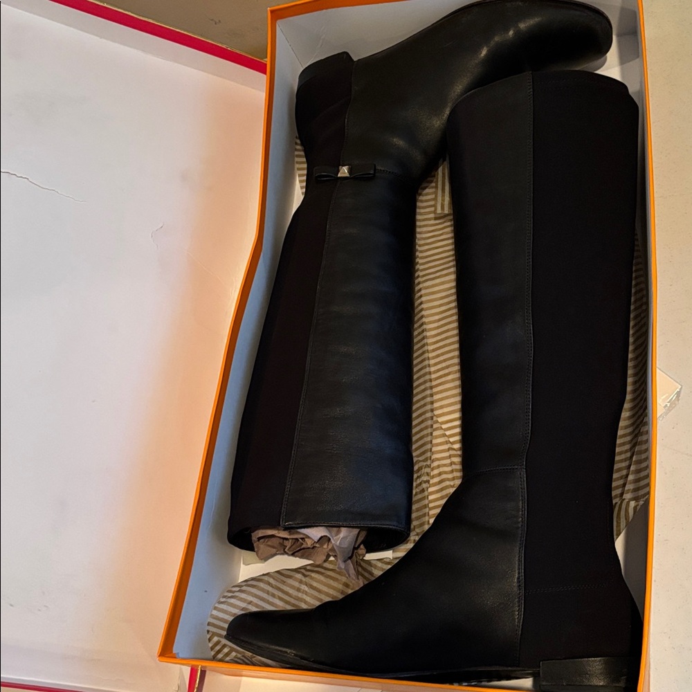 Kate Spade Black Knee-High Heeled Boots